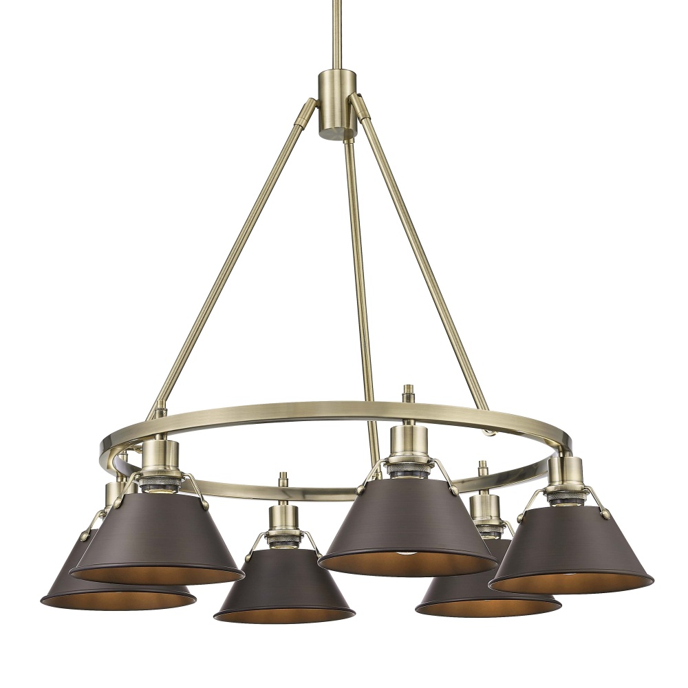 Yep by Golden Lighting Orwell 6-light Chandelier in Aged Brass and Rubbed Bronze shade